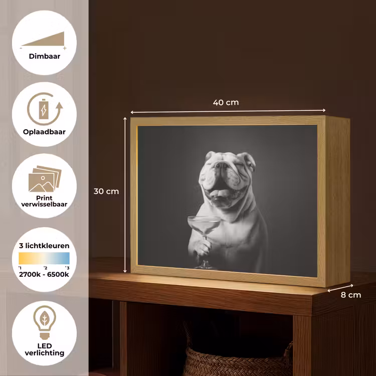 Lightbox - Wandlamp - Buldog - Hond - Glas — 10