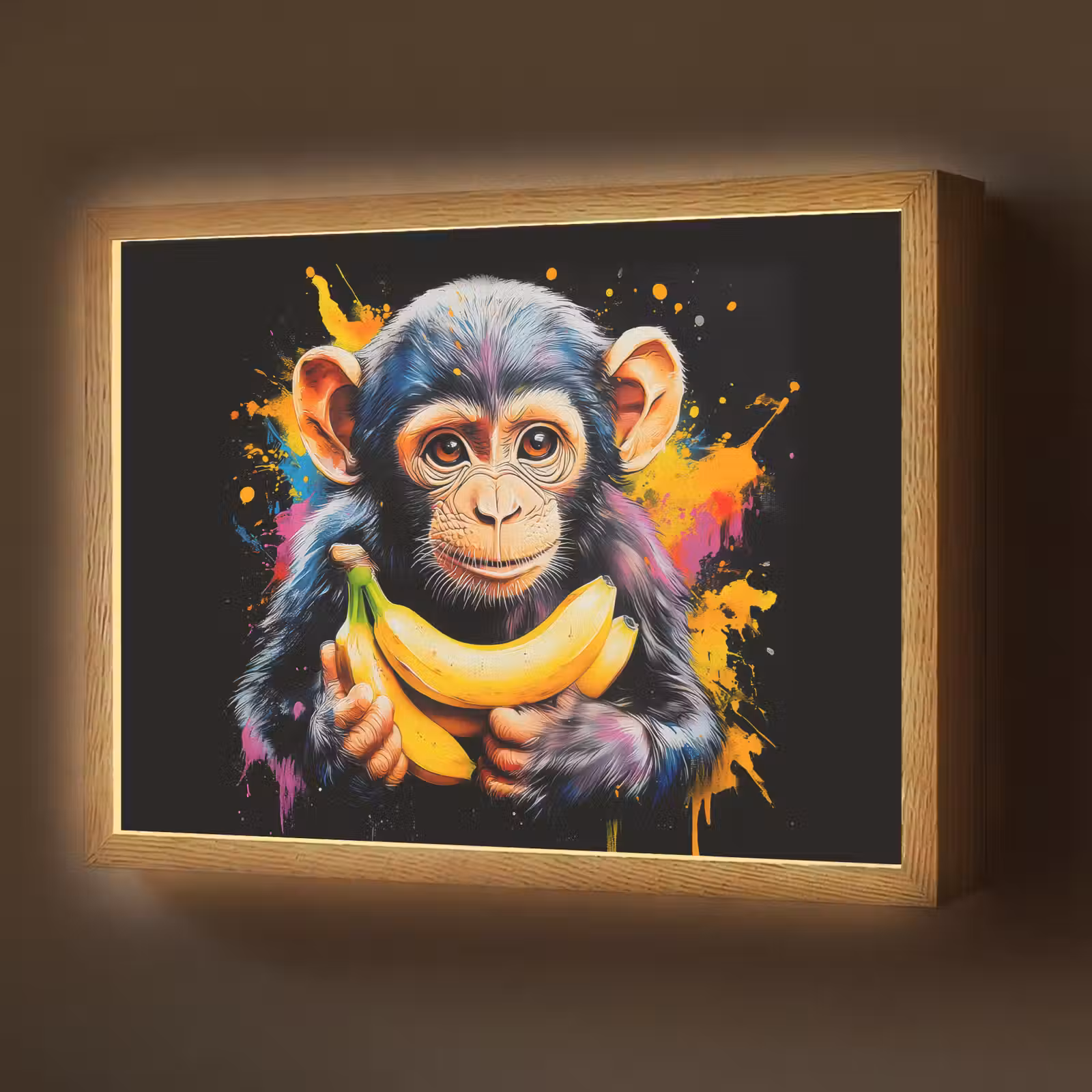 Lightbox - Wandlamp - Aap - Graffiti - Kleurrijk - Bananen - Modern — 1