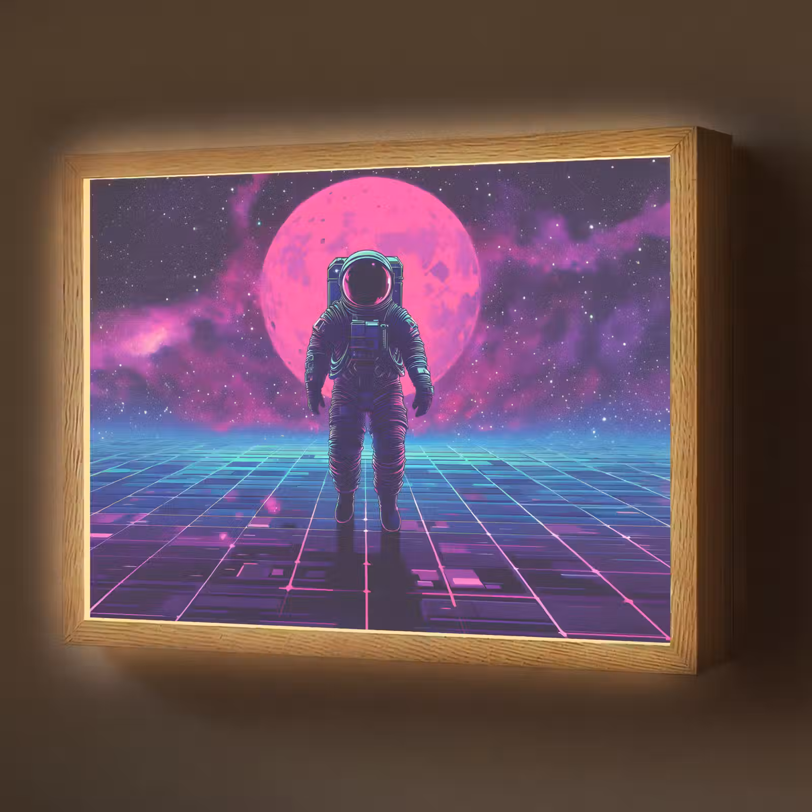 Lightbox - Wandlamp - Astronaut - Maan - Roze - Sterrennevels — 1