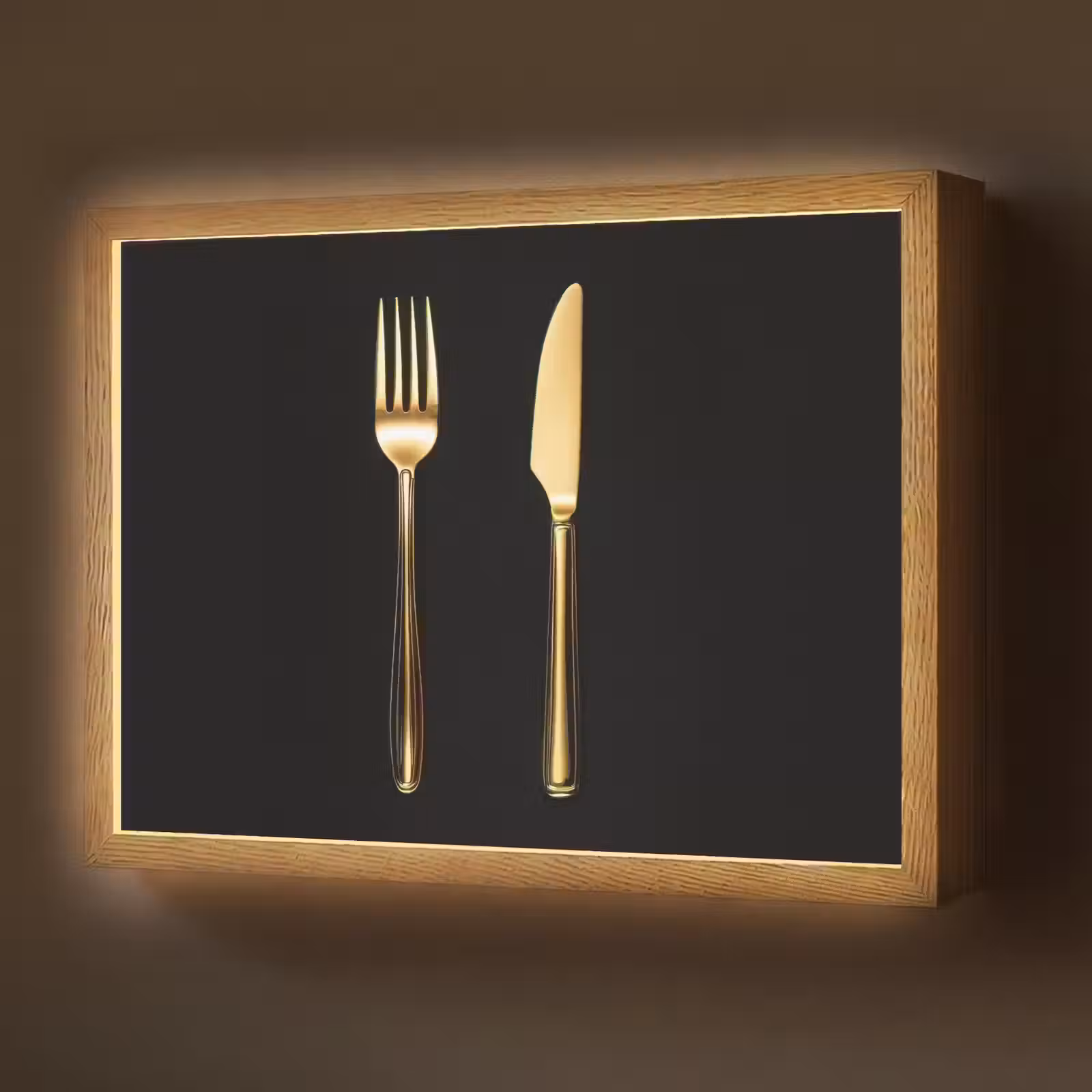 Lightbox - Wandlamp - Bestek - Goud - Mes - Vork — 1