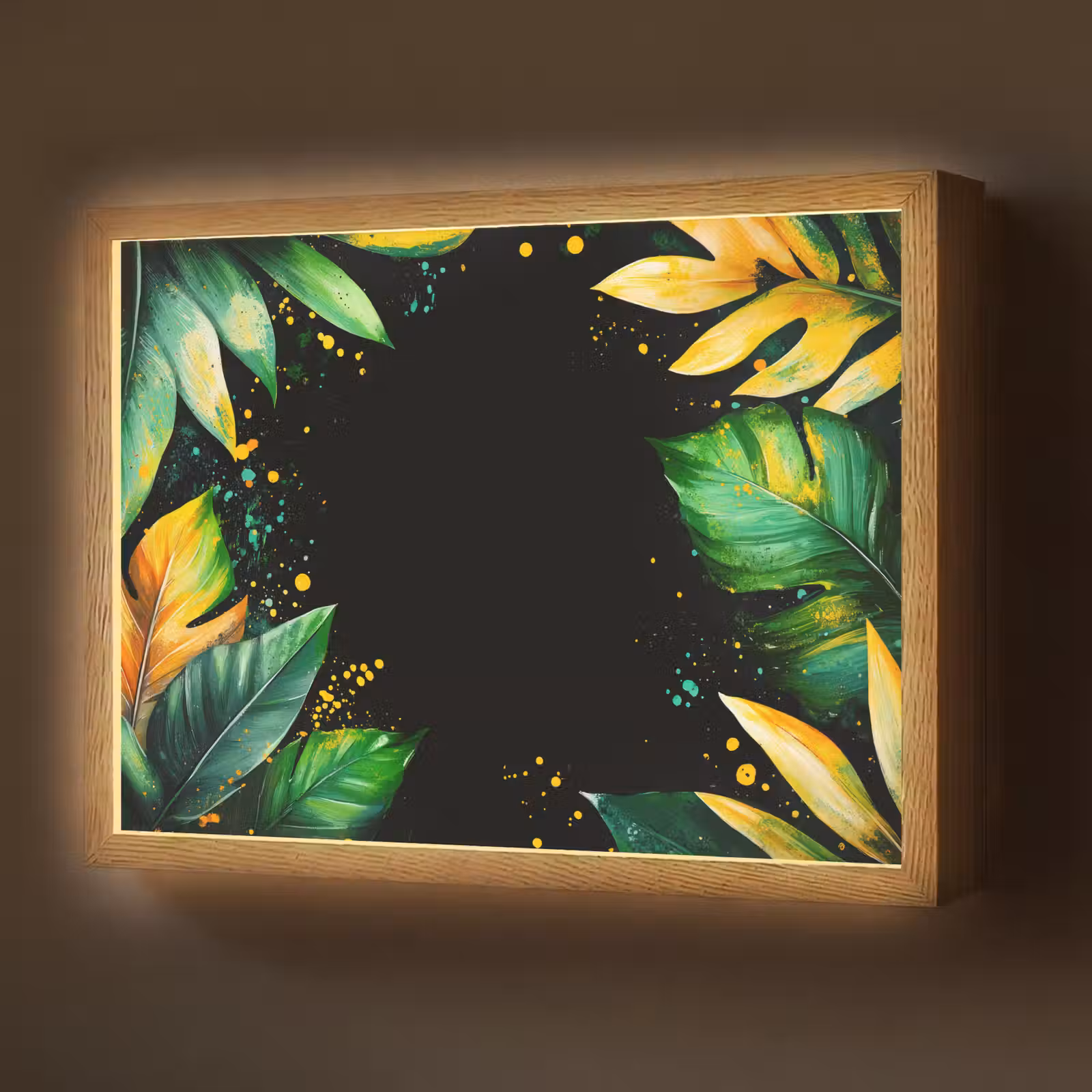 Lightbox - Wandlamp - Bladeren - Groen - Geel - Verf - Jungle — 1