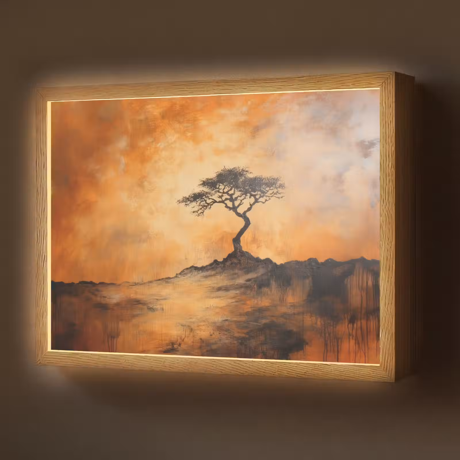 Lightbox - Wandlamp - Boom - Landschap - Oranje — 1