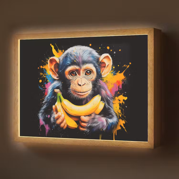 Lightbox - Wandlamp - Aap - Graffiti - Kleurrijk - Bananen - Modern — 1