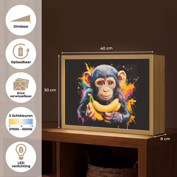 Lightbox - Wandlamp - Aap - Graffiti - Kleurrijk - Bananen - Modern — 10
