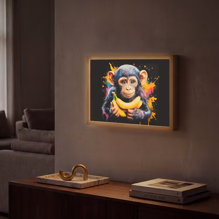 Lightbox - Wandlamp - Aap - Graffiti - Kleurrijk - Bananen - Modern — 2