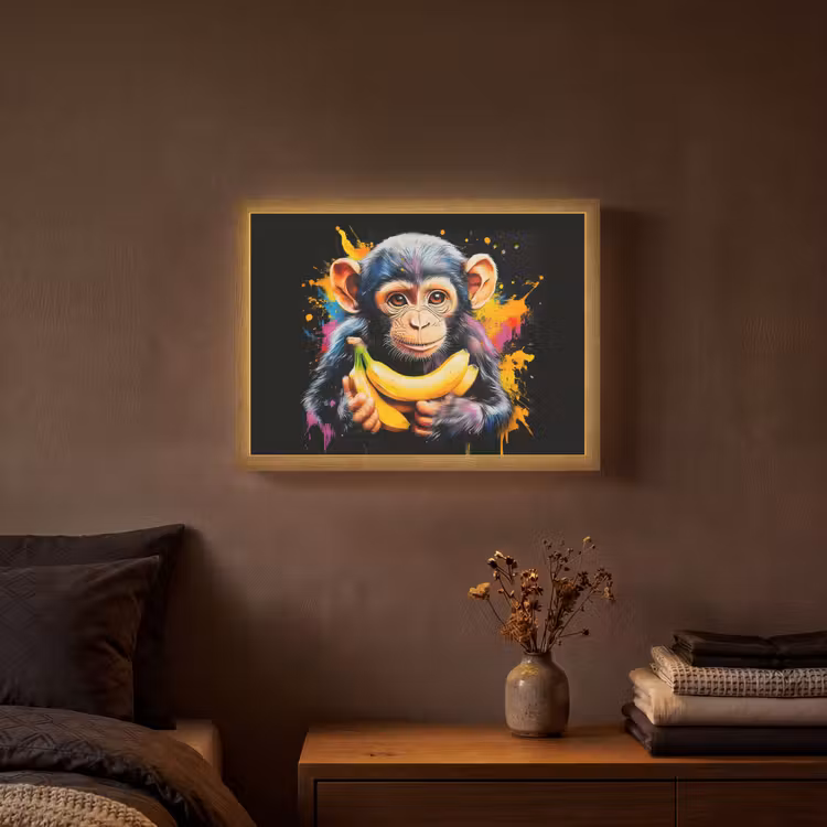 Lightbox - Wandlamp - Aap - Graffiti - Kleurrijk - Bananen - Modern — 3