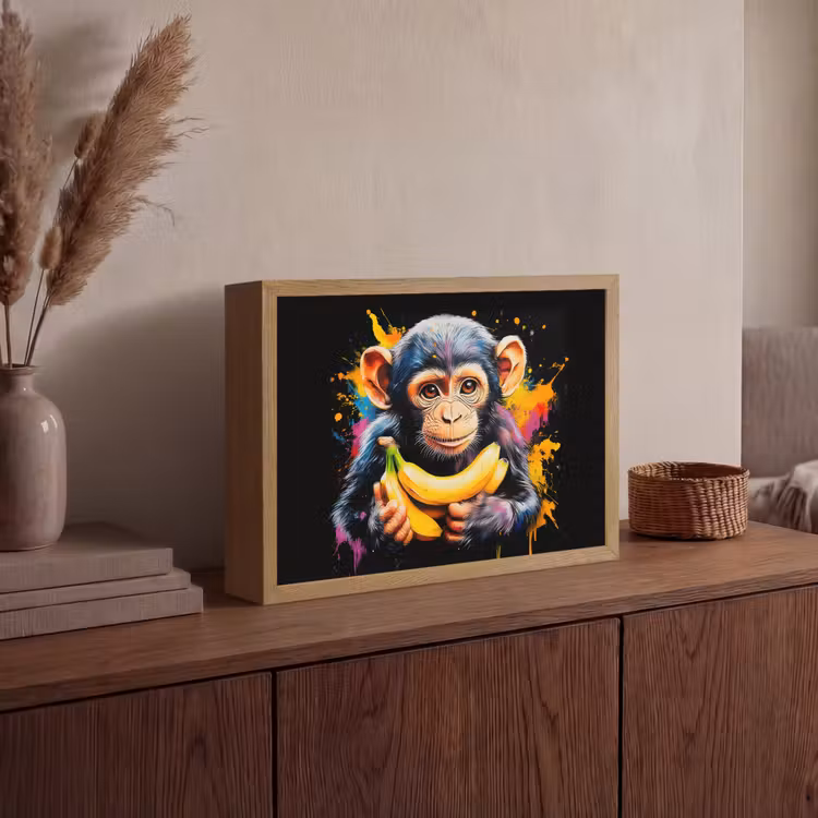 Lightbox - Wandlamp - Aap - Graffiti - Kleurrijk - Bananen - Modern — 4