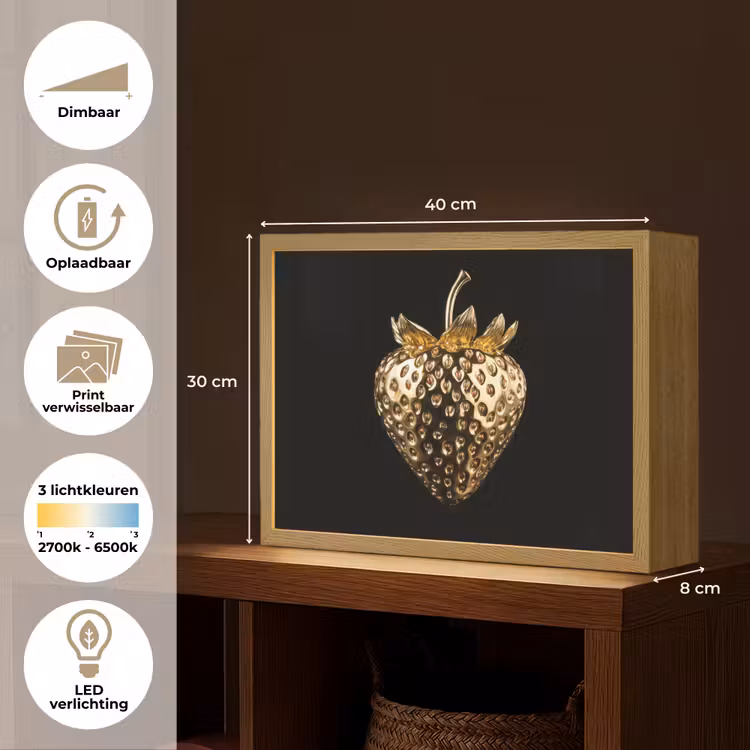Lightbox - Wandlamp - Aardbei - Goud - Zwart - Chrome — 10