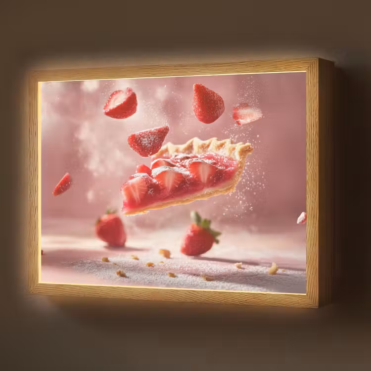 Lightbox - Wandlamp - Aardbei - Taart- Eten - Roze — 1