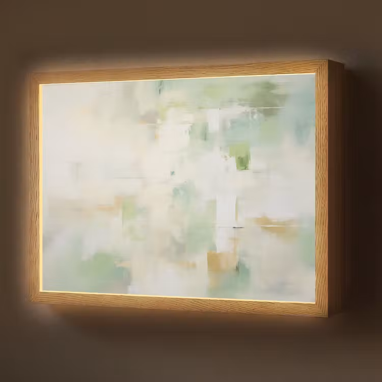 Lightbox - Wandlamp - Abstract - Kunst - Wit - Groen - Modern — 1