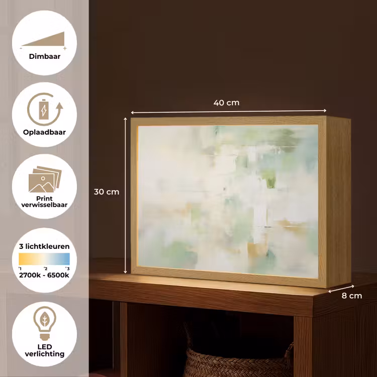 Lightbox - Wandlamp - Abstract - Kunst - Wit - Groen - Modern — 10