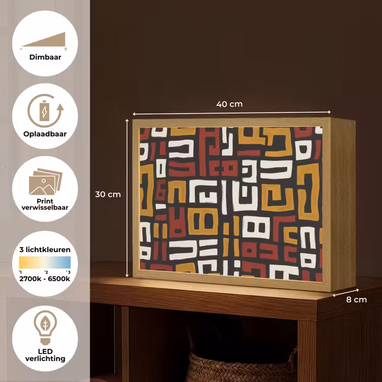 Lightbox - Wandlamp - Abstract - Patroon - Rood — 10