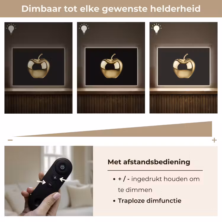 Lightbox - Wandlamp - Appel - Goud - Chrome - Zwart — 9
