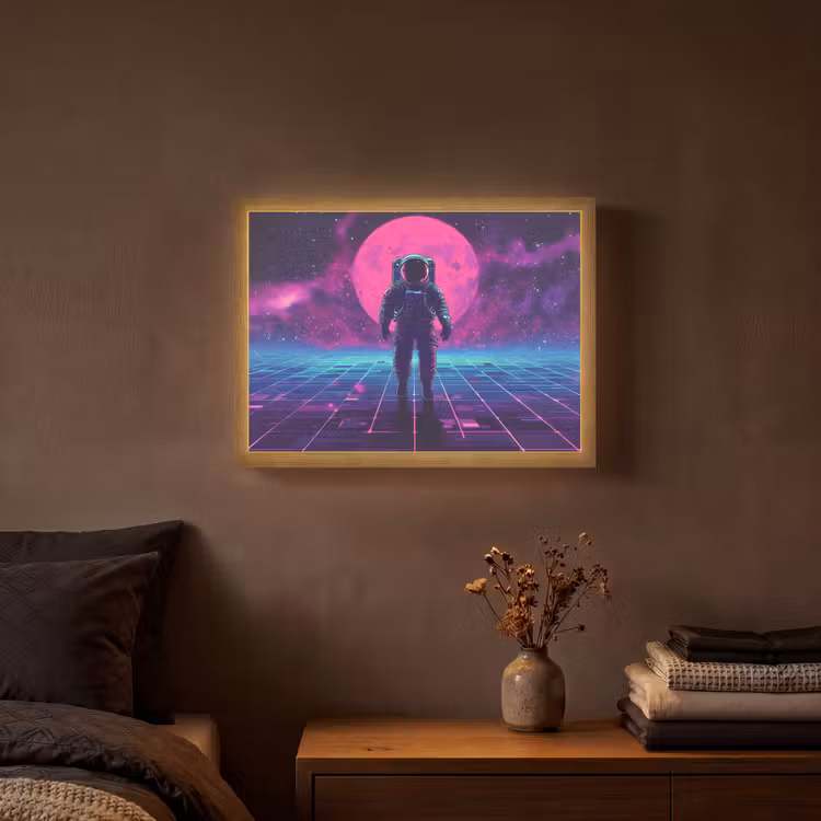 Lightbox - Wandlamp - Astronaut - Maan - Roze - Sterrennevels — 3
