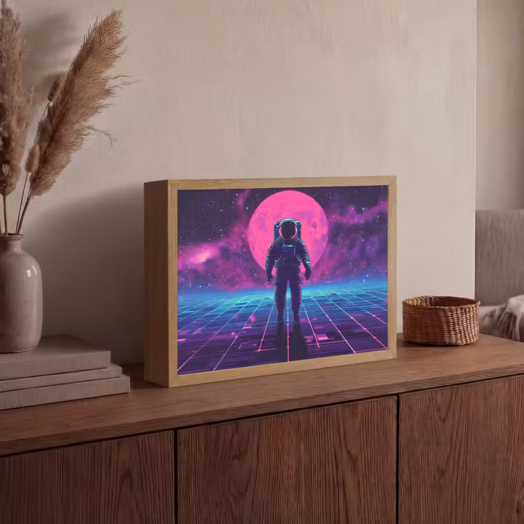 Lightbox - Wandlamp - Astronaut - Maan - Roze - Sterrennevels — 4