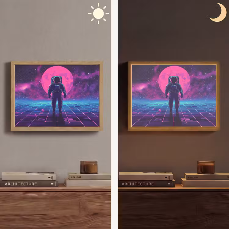 Lightbox - Wandlamp - Astronaut - Maan - Roze - Sterrennevels — 6