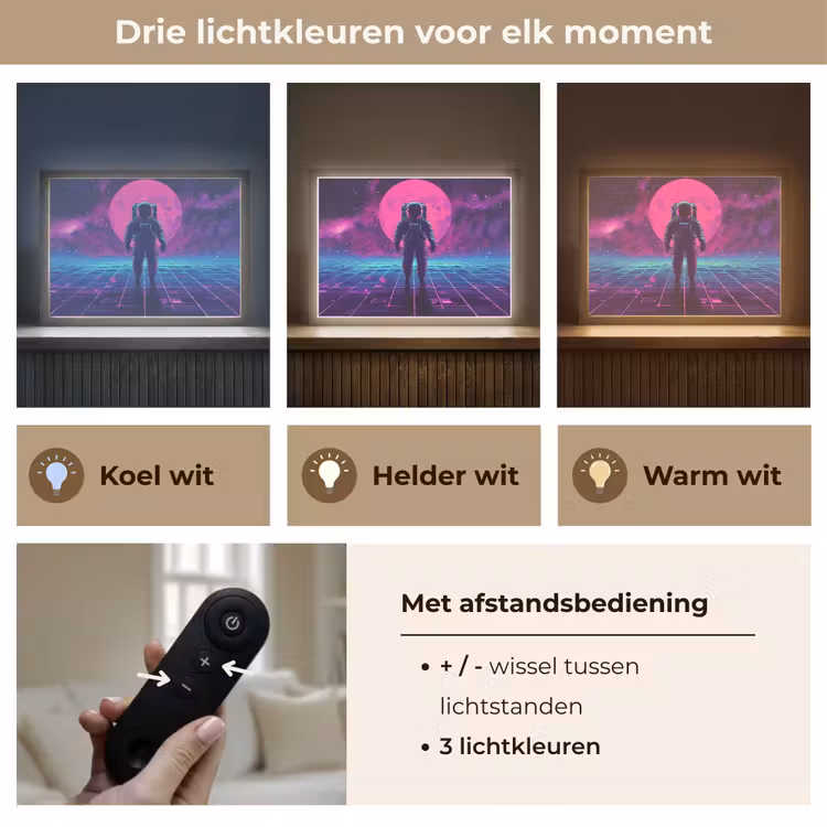 Lightbox - Wandlamp - Astronaut - Maan - Roze - Sterrennevels — 8