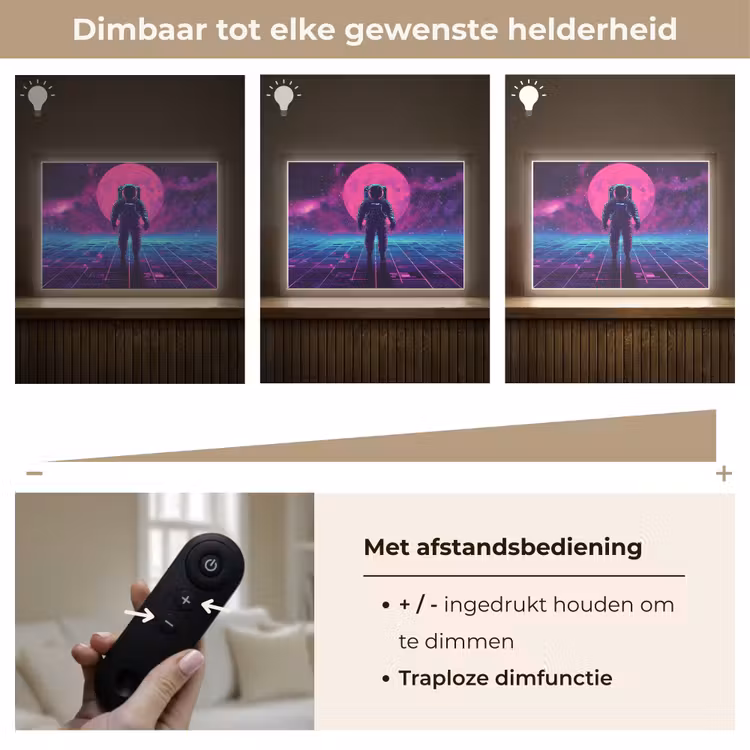 Lightbox - Wandlamp - Astronaut - Maan - Roze - Sterrennevels — 9