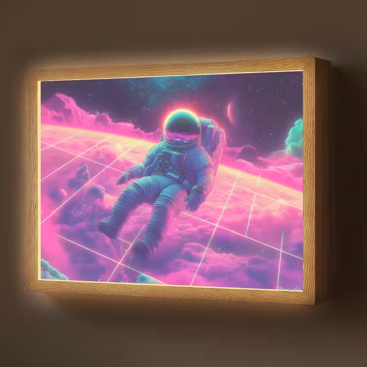 Lightbox - Wandlamp - Astronaut - Neon - Roze - Wolken — 1