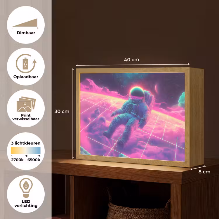 Lightbox - Wandlamp - Astronaut - Neon - Roze - Wolken — 10