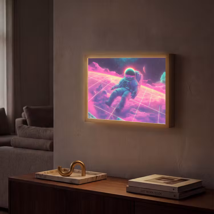 Lightbox - Wandlamp - Astronaut - Neon - Roze - Wolken — 2