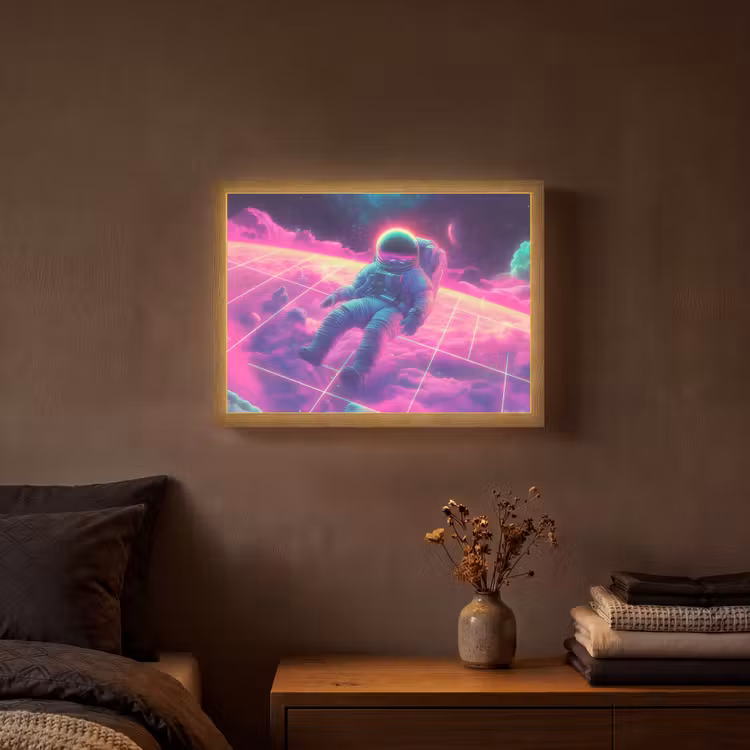 Lightbox - Wandlamp - Astronaut - Neon - Roze - Wolken — 3