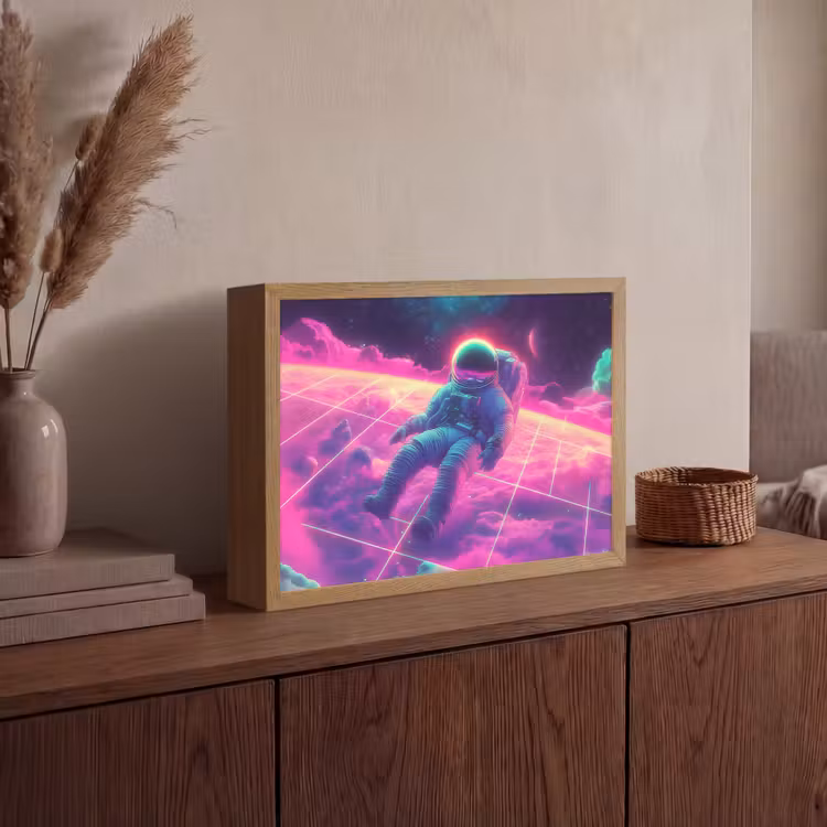 Lightbox - Wandlamp - Astronaut - Neon - Roze - Wolken — 4
