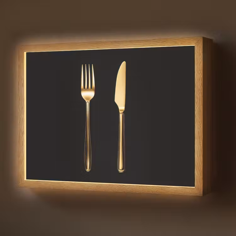 Lightbox - Wandlamp - Bestek - Goud - Mes - Vork — 1
