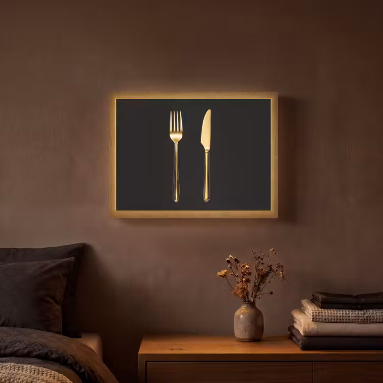 Lightbox - Wandlamp - Bestek - Goud - Mes - Vork — 3
