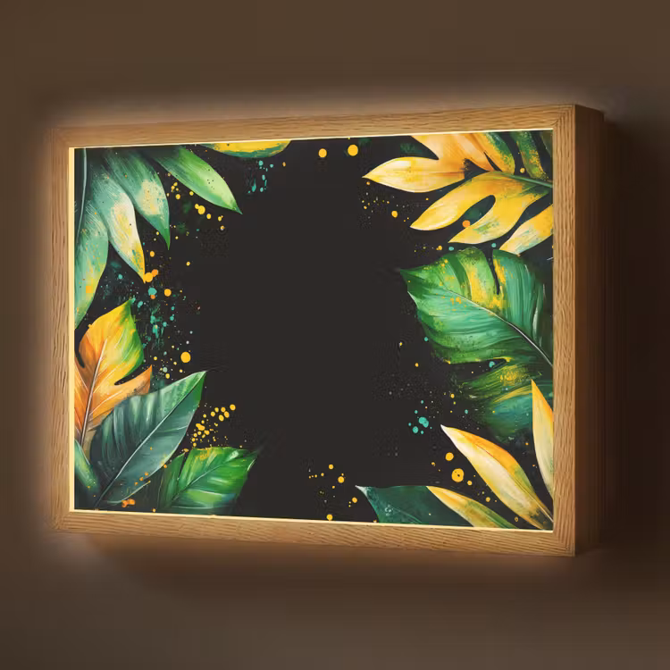 Lightbox - Wandlamp - Bladeren - Groen - Geel - Verf - Jungle — 1