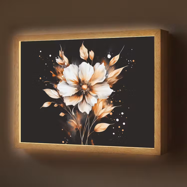 Lightbox - Wandlamp - Bloem - Verf - Goud - Graffiti - Modern — 1