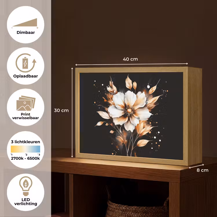 Lightbox - Wandlamp - Bloem - Verf - Goud - Graffiti - Modern — 10