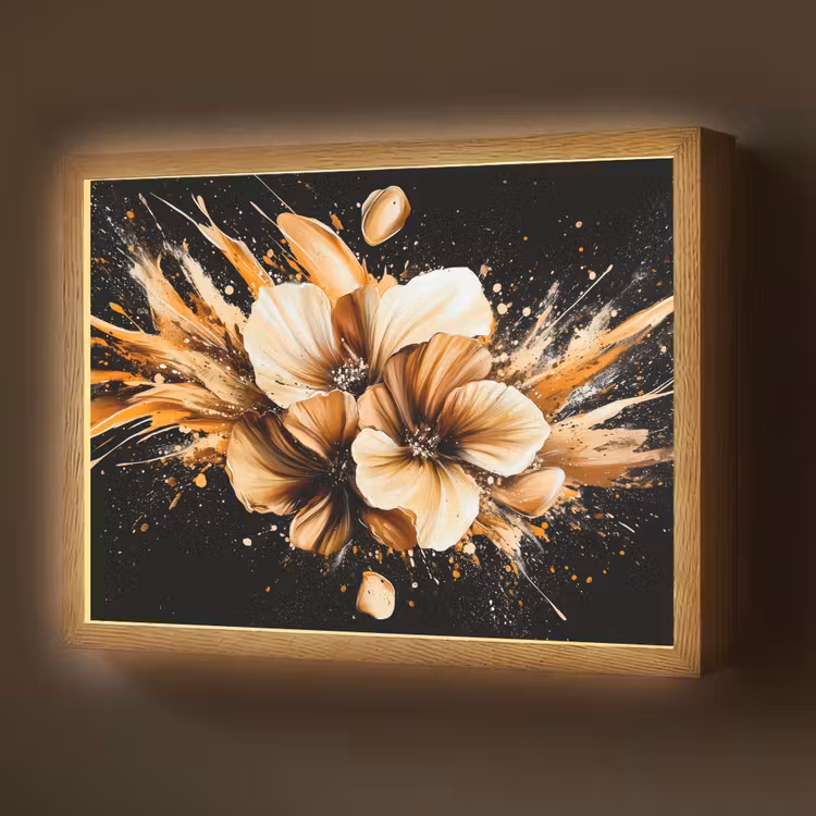 Lightbox - Wandlamp - Bloemen - Goud - Graffiti - Zwart - Abstract — 1