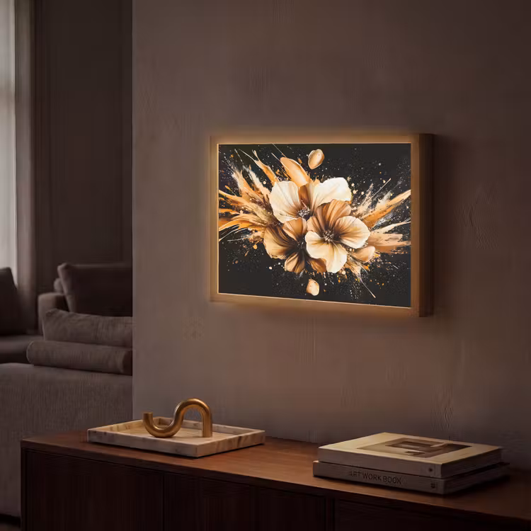 Lightbox - Wandlamp - Bloemen - Goud - Graffiti - Zwart - Abstract — 2