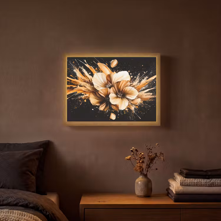 Lightbox - Wandlamp - Bloemen - Goud - Graffiti - Zwart - Abstract — 3