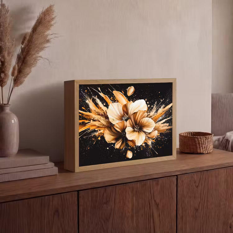 Lightbox - Wandlamp - Bloemen - Goud - Graffiti - Zwart - Abstract — 4