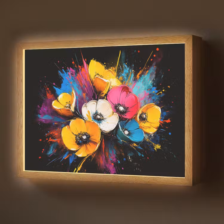 Lightbox - Wandlamp - Bloemen - Kleurrijk - Graffiti - Modern - Boeket — 1
