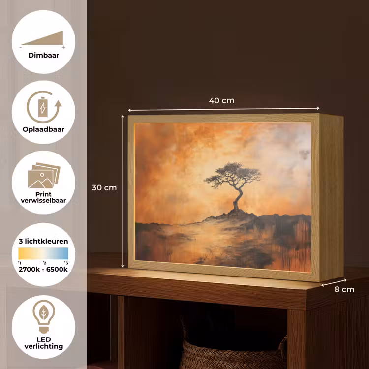 Lightbox - Wandlamp - Boom - Landschap - Oranje — 10