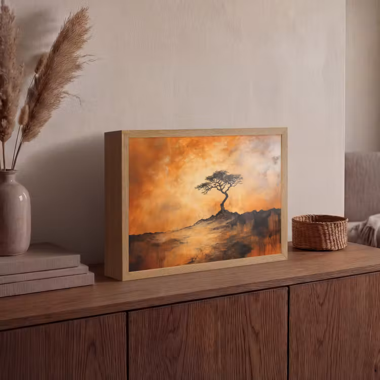 Lightbox - Wandlamp - Boom - Landschap - Oranje — 4