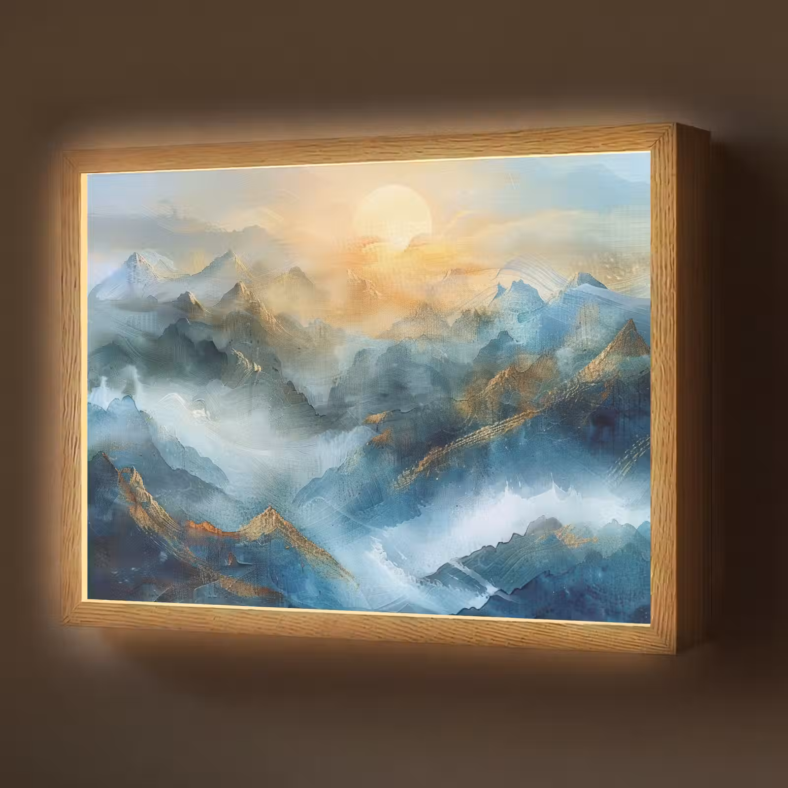 Lightbox - Wandlamp - Abstract - Landschap - Bergen - Blauw - Modern — 1