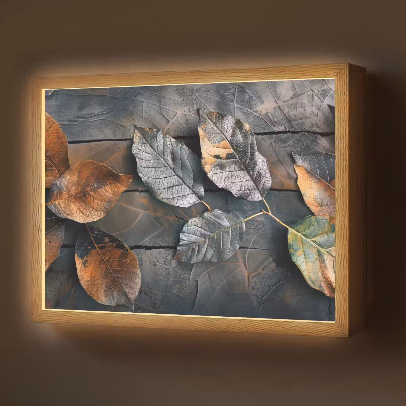 Lightbox - Wandlamp - Bladeren - Herfst - Grijs - Natuur — 1