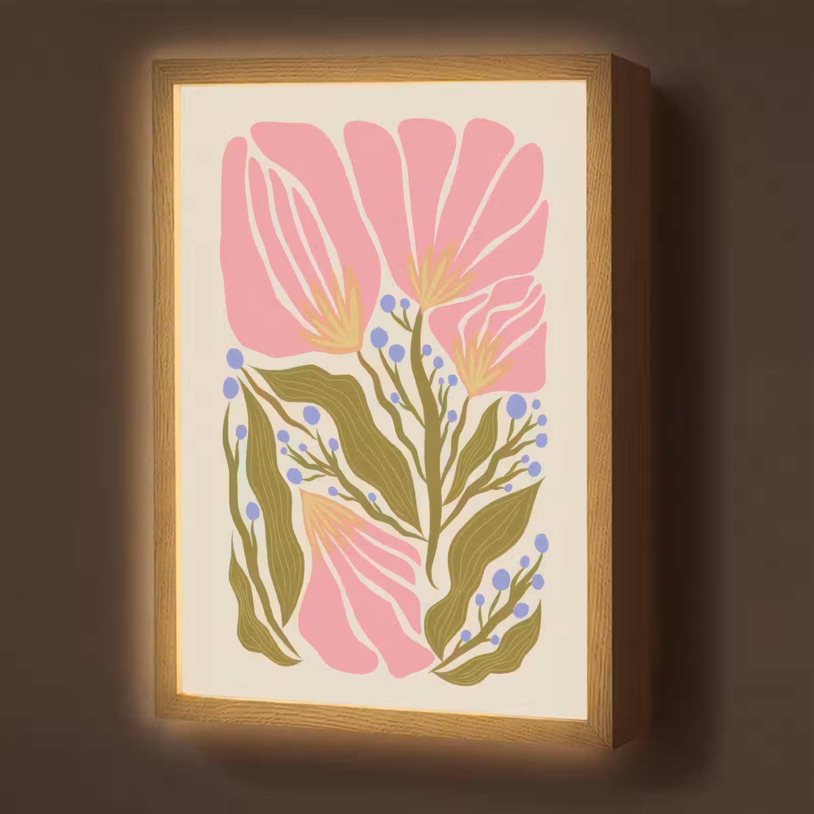 Lightbox - Wandlamp - Bloemen - Bladeren - Abstract - Roze — 1