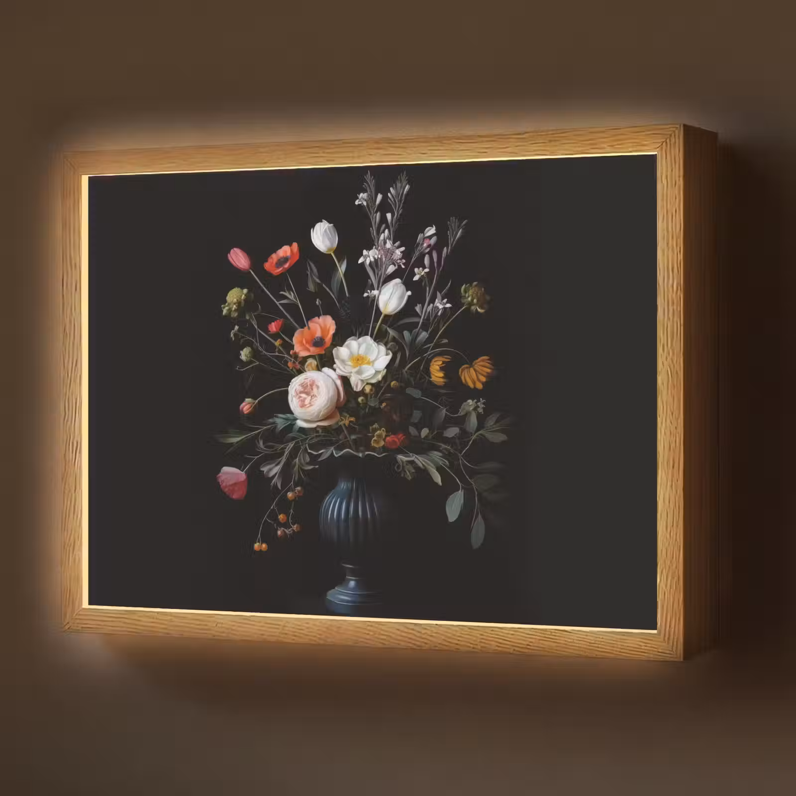 Lightbox - Wandlamp - Bloemstuk - Vaas - Zwart — 1