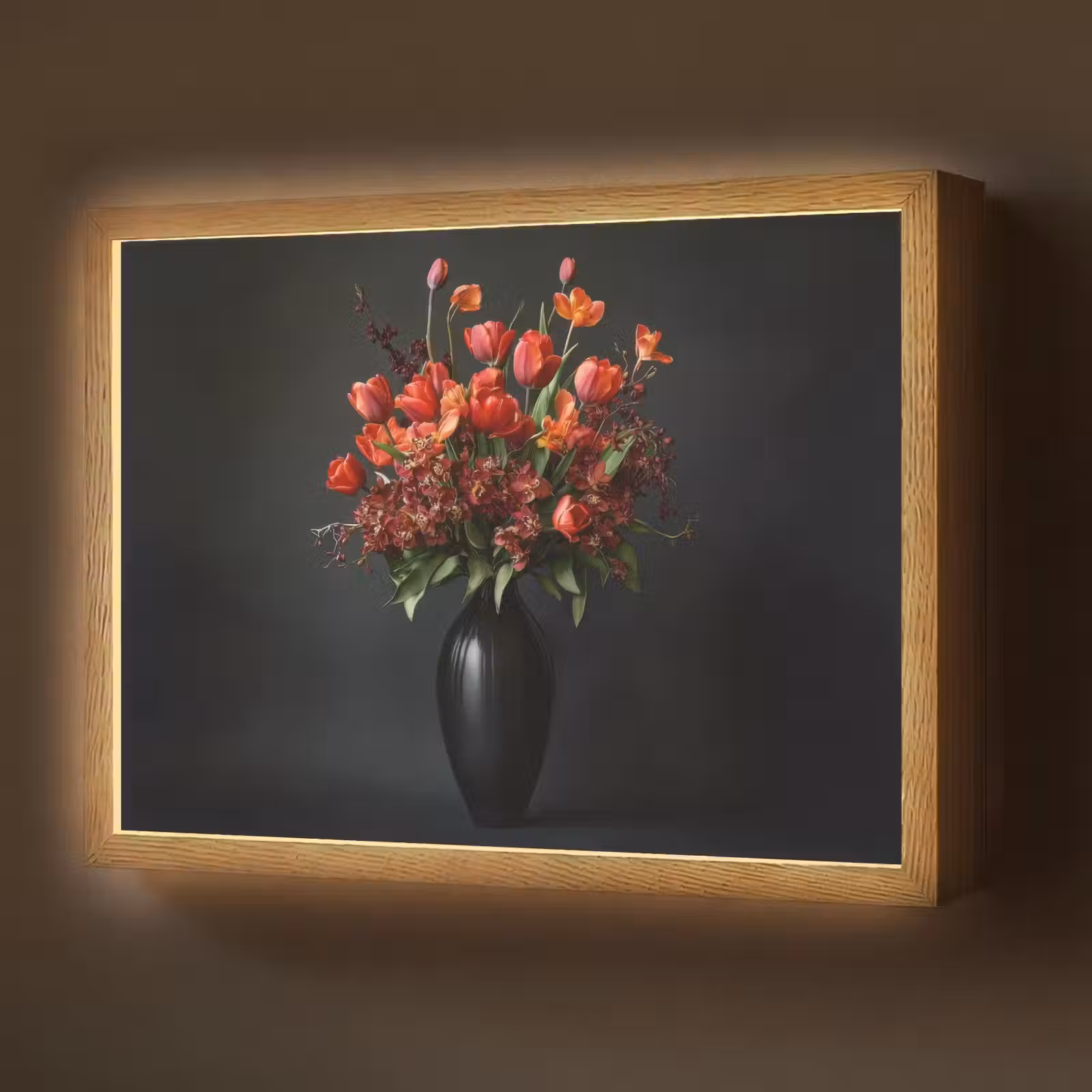 Lightbox - Wandlamp - Boeket - Tulpen - Vaas - Rood — 1
