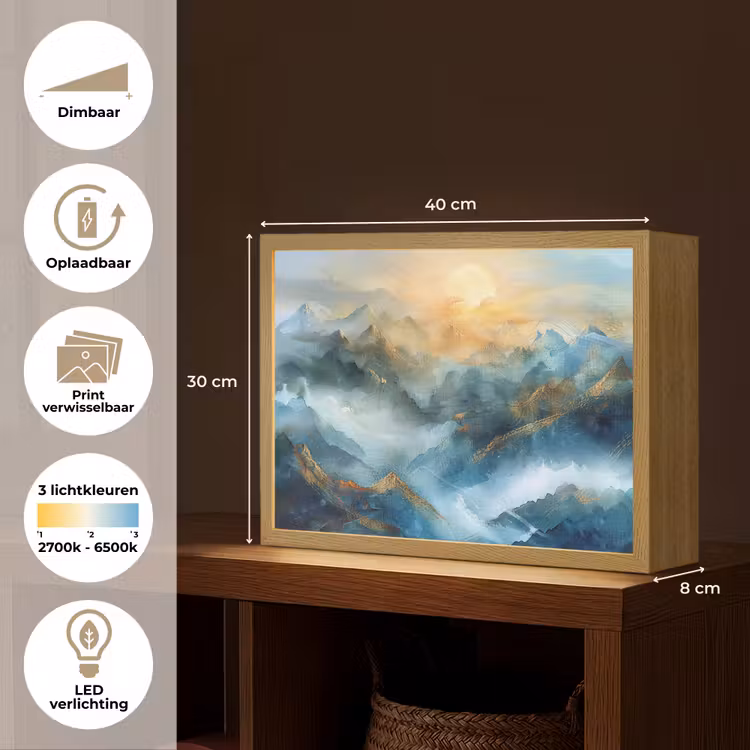 Lightbox - Wandlamp - Abstract - Landschap - Bergen - Blauw - Modern — 10