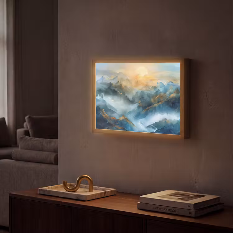 Lightbox - Wandlamp - Abstract - Landschap - Bergen - Blauw - Modern — 2