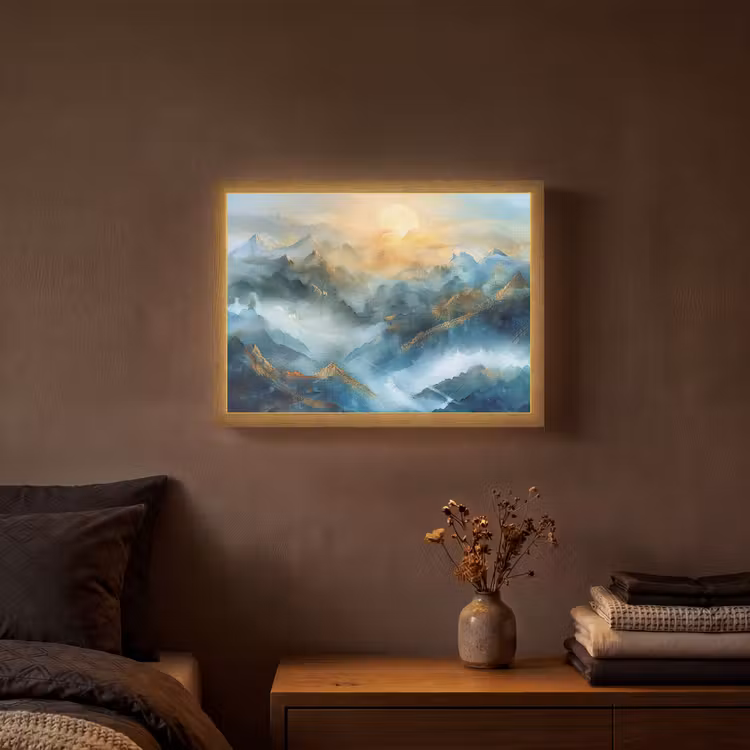 Lightbox - Wandlamp - Abstract - Landschap - Bergen - Blauw - Modern — 3