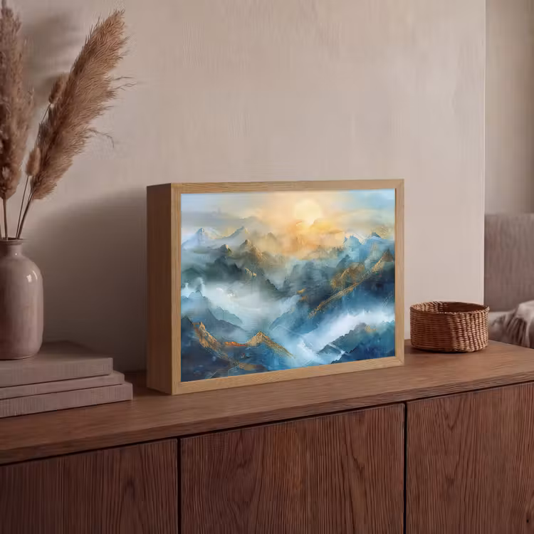 Lightbox - Wandlamp - Abstract - Landschap - Bergen - Blauw - Modern — 4