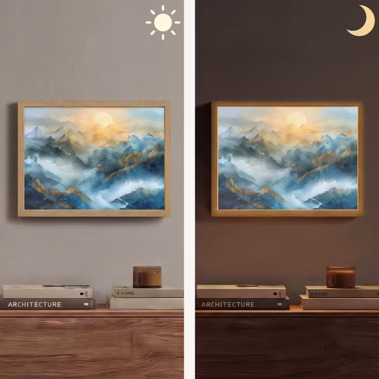 Lightbox - Wandlamp - Abstract - Landschap - Bergen - Blauw - Modern — 6