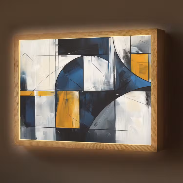 Lightbox - Wandlamp - Abstract - Vormen - Goud - Blauw - Geometrisch — 1